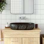 vidaXL Opzetwasbak ovaal 59x40x14 cm keramiek zwart, Doe-het-zelf en Bouw, Verzenden, Nieuw
