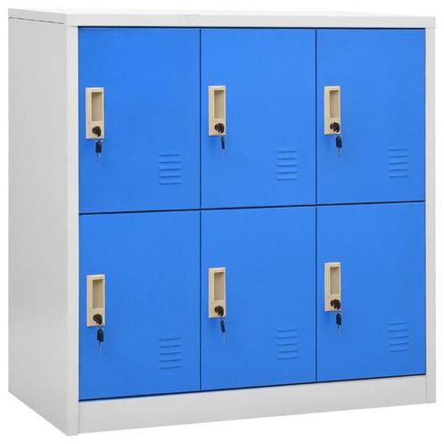 vidaXL Lockerkast 90x45x92,5 cm staal lichtgrijs en blauw, Huis en Inrichting, Kasten | Overige, Nieuw, Verzenden