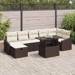 vidaXL Tuinbank Set met kussen met opslag 8 pcs Bruin Poly, Tuin en Terras, Verzenden, Nieuw