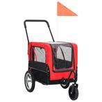 vidaXL Fietstrailer en kinderwagen 2-in-1 rood en zwart, Verzenden