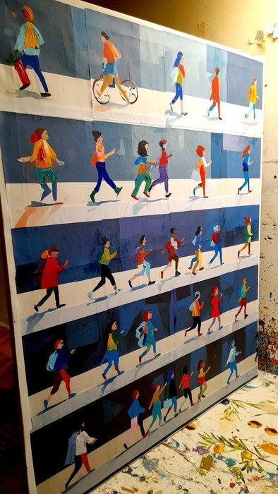 Giorgio Stocco - People a24- opera unica, Antiquités & Art, Art | Peinture | Moderne