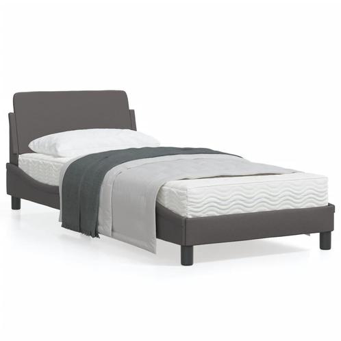 vidaXL Cadre de lit avec tête de lit Gris 90x190 cm, Maison & Meubles, Chambre à coucher | Lits, Neuf, Envoi