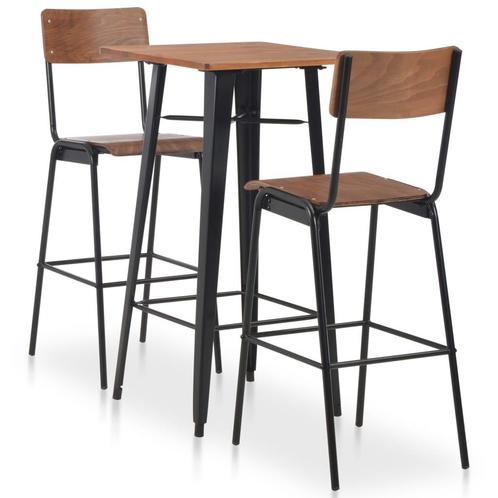 vidaXL 3-delige Barset staal bruin zwart, Huis en Inrichting, Complete eetkamers, Nieuw, Verzenden