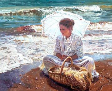 Juan González Alacreu (1937) - Mujer y cesto con red