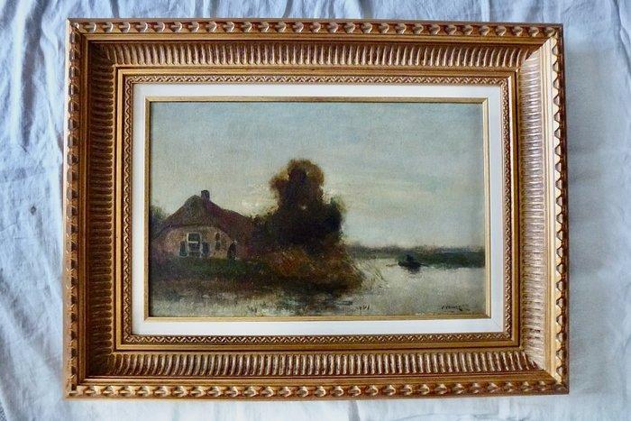 Jan Simon Knikker S.r.(1889-1957) - Boerderij aan vaart met, Antiek en Kunst, Kunst | Schilderijen | Klassiek