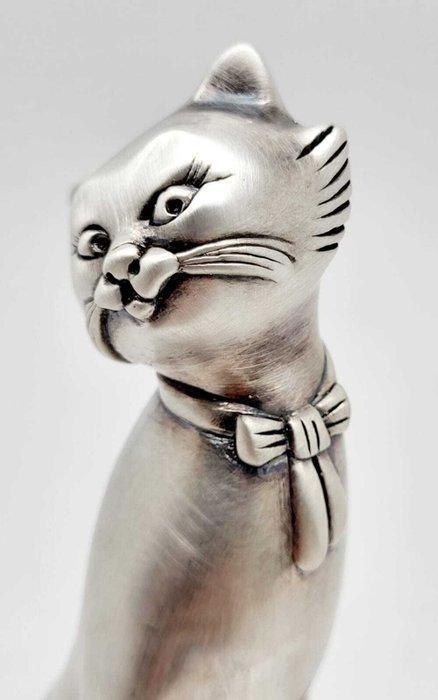 Firenze - Beeld, Gatto Persiano - 14.5 cm - .800 zilver -, Antiek en Kunst, Antiek | Zilver en Goud