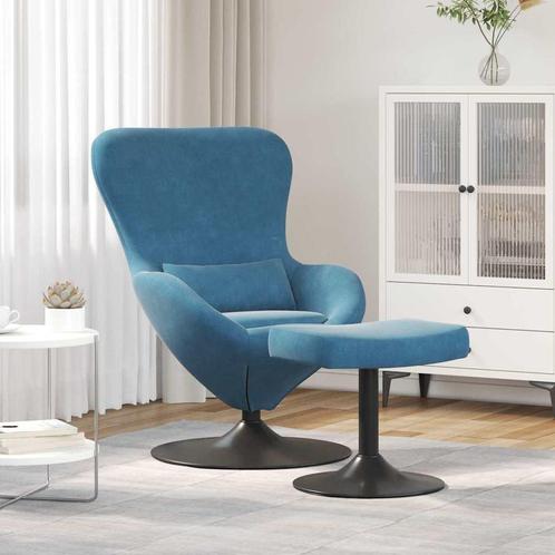 vidaXL Eivormige stoel 2 pcs Blauw 63 x 73 x 90 cm Fluweel, Huis en Inrichting, Fauteuils, Nieuw, Verzenden