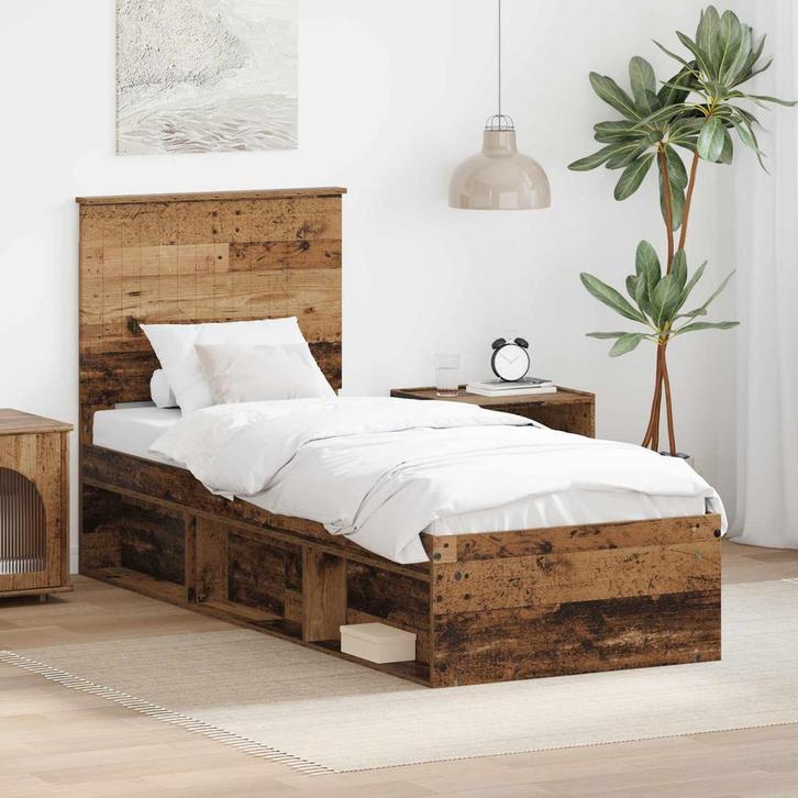 vidaXL Bedframe met hoofdeinde Oudhout 75 x 190 cm Massief, Huis en Inrichting, Slaapkamer | Bedden, Nieuw, Verzenden