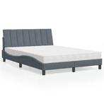 vidaXL Bed met matras fluweel donkergrijs 140x200 cm, Verzenden