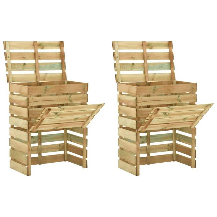 vidaXL Tuincompostbakken 2 st 80x50x100 cm geïmpregneerd, Tuin en Terras, Overige Tuin en Terras, Nieuw, Verzenden