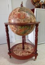 Globe bar - Hout, Verguld messing - Wereldbol barmeubel