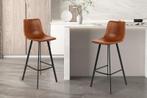 Barstoel Ozan PU Cognac Poten metaal en bekleding PU vintage, Huis en Inrichting, Ophalen of Verzenden, Nieuw, Stof, Modern