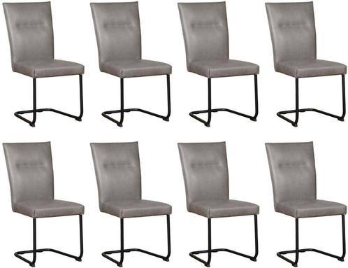 Grijze leren   - poot rond zwart - Granada leer Steel (grijs, Huis en Inrichting, Stoelen, Overige kleuren, Nieuw, Leer, Ophalen of Verzenden