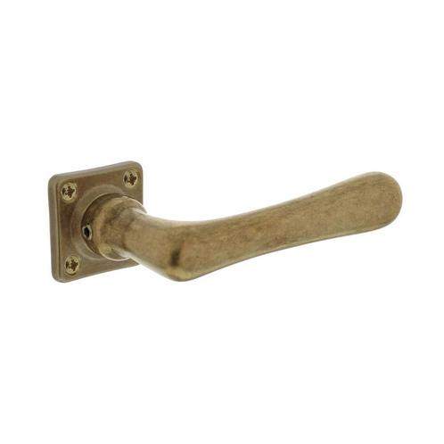 Deurklink Trento met rozet messing getrommeld, Doe-het-zelf en Bouw, Hang- en Sluitwerk, Klink of Kruk, Nieuw, Koper of Messing
