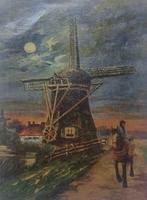 École néerlandaise (XX) - Molen bij ochtendgloren