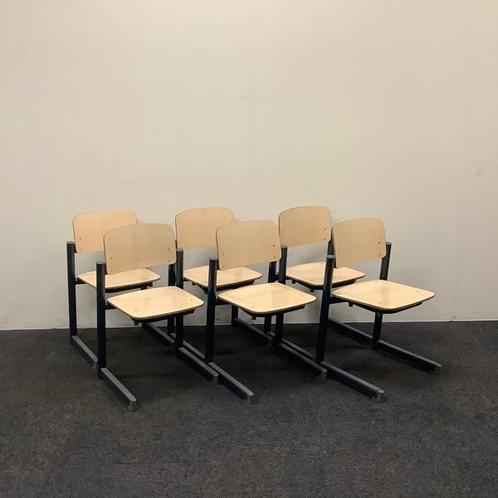 Complete set 6 stuks school stoelen, Presikhaaf (stip, Huis en Inrichting, Stoelen, Gebruikt, Vijf, Zes of meer stoelen, Hout