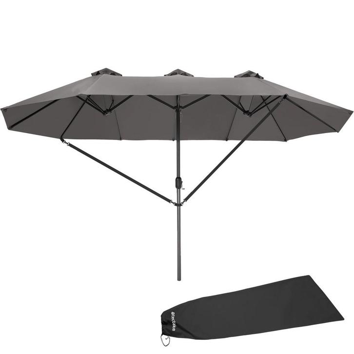 tectake Dubbele Parasol Silia 460x270 cm met 3 windvakken -, Tuin en Terras, Zonneschermen, Verzenden