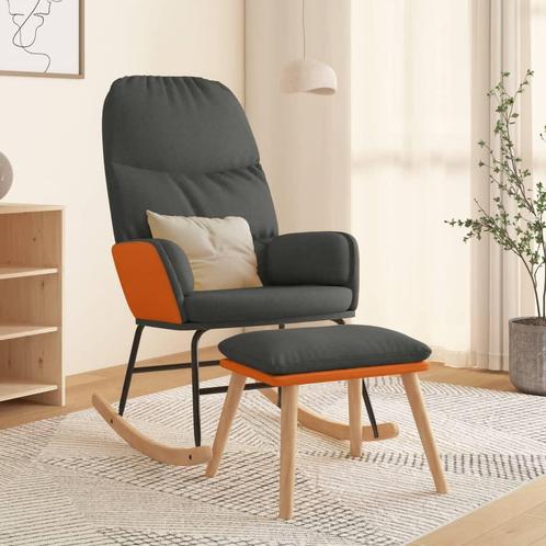 vidaXL Schommelstoel met voetenbank stof donkergrijs, Huis en Inrichting, Stoelen, Nieuw, Verzenden