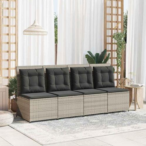 vidaXL Tuin Sofa met kussen Lichtgrijs Poly rattan, Tuin en Terras, Tuinsets en Loungesets, Nieuw, Verzenden