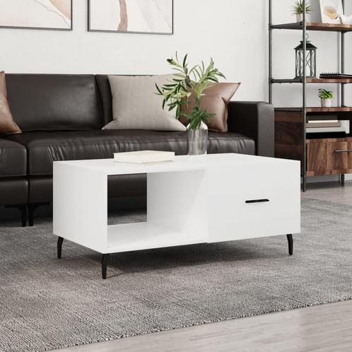 vidaXL Salontafel 90x50x40 cm bewerkt hout hoogglans wit, Huis en Inrichting, Tafels | Salontafels, Nieuw, Verzenden