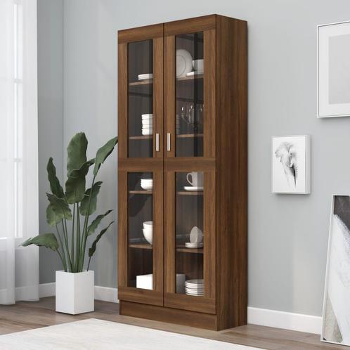 vidaXL Vitrinekast 82,5x30,5x185,5 cm bewerkt hout bruin, Huis en Inrichting, Kasten | Boekenkasten, Nieuw, Verzenden