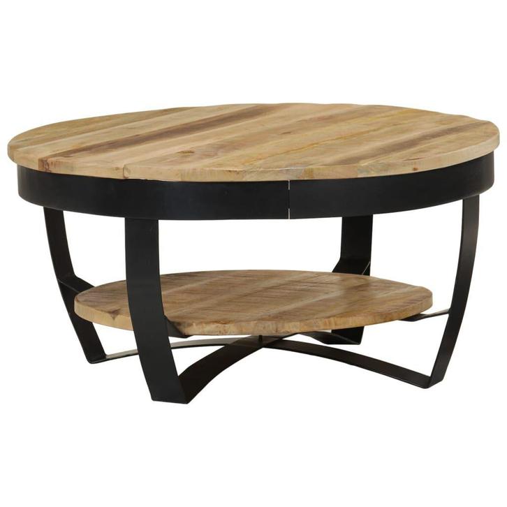 Mangohouten Salontafel 65cm | Tweede Kansje, Uniek stuk!, Huis en Inrichting, Tafels | Salontafels, 50 tot 100 cm, Rond, Nieuw