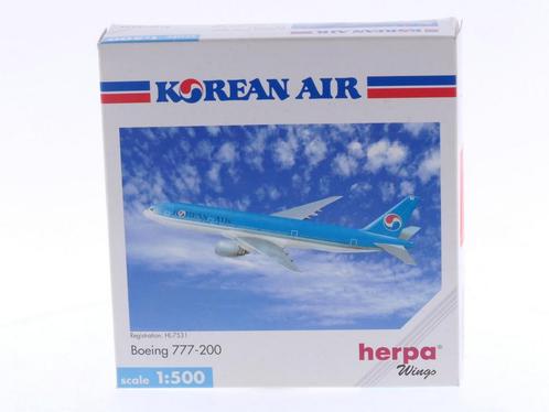Schaal 1:500 Herpa 506458 Korean Air Boeing 777-200 Reg.n..., Hobby en Vrije tijd, Modelbouw | Vliegtuigen en Helikopters, Gebruikt