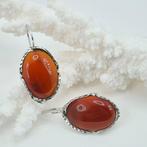 Zilver - Oorbellen - CORNIOLA NATURALE, Antiek en Kunst