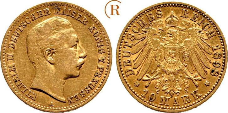 10 Mark goud 1898 A Kaiserreich: Preussen Pruisen: Wilhel..., Postzegels en Munten, Munten | Europa | Niet-Euromunten, België
