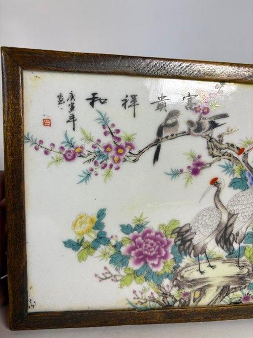 Tafel vogels en bloemen 26.5 cm - Hout, Porselein - China -, Antiek en Kunst, Antiek | Overige Antiek