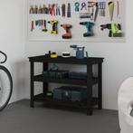 vidaXL werkbank 110,5x50x80 cm massief grenenhout zwart, Doe-het-zelf en Bouw, Werkbanken, Verzenden, Nieuw