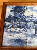 Antiek Tegel - Landschap met schapen - Antiek - 1960-1970 -, Antiek en Kunst