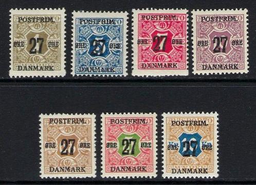 Danemark 1918 - Ensemble provisoire surimprimé de 27 pièces, Postzegels en Munten, Postzegels | Amerika