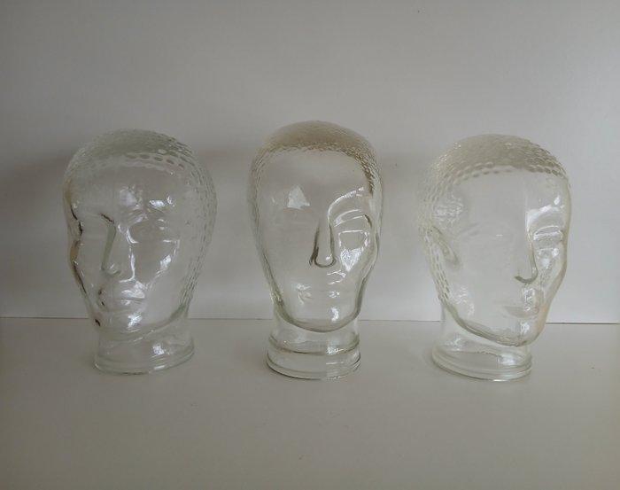 Hoofd - Vintage glazen display hoofden – in de stijl van, Antiquités & Art, Curiosités & Brocante