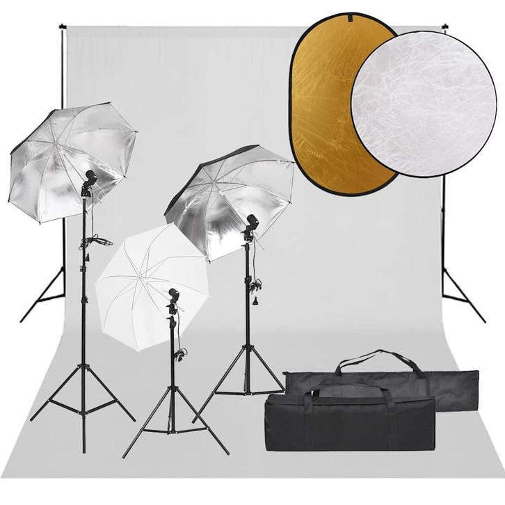 vidaXL Fotostudioset met verlichtingsset, achtergrond en, Audio, Tv en Foto, Fotografie | Fotostudio en Toebehoren, Nieuw, Verzenden