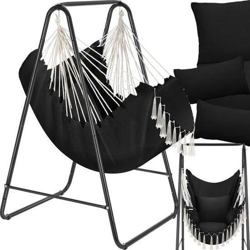 Tweedekans | tectake® Hangstoel Boho-stijl met decoratieve, Huis en Inrichting, Fauteuils, Ophalen of Verzenden