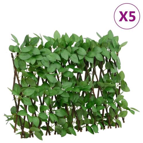 vidaXL Kunstplant klimop op latwerk 5 st uittrekbaar 180x30, Tuin en Terras, Tuinhekken en Hekwerk, Nieuw, Verzenden