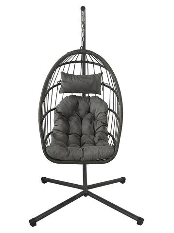 Inklapbare hangstoel egg chair - grijs - grijze kussens disponible aux enchères