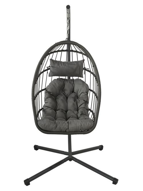 Inklapbare hangstoel egg chair - grijs - grijze kussens, Maison & Meubles, Chaises, Enlèvement ou Envoi