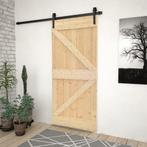 vidaXL Schuifdeur met beslag 80x210 cm massief grenenhout, Doe-het-zelf en Bouw, Verzenden, Nieuw