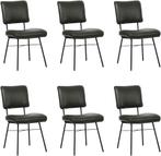 Set van 6 Leren eetkamerstoelen - Echt leer, Industrieel,, Huis en Inrichting, Stoelen, Overige kleuren, Nieuw, Ophalen of Verzenden