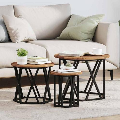 vidaXL Nestende Side Table 3 pcs Oud hout 53 x 53 x 40 cm, Huis en Inrichting, Tafels | Salontafels, Nieuw, Verzenden