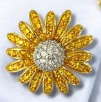 Broche - 18 karaat Geel goud, 18k goud platina diamant &, Handtassen en Accessoires