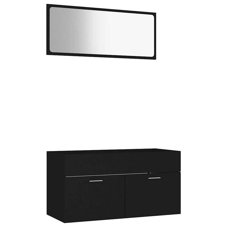 Badkamermeubelset - Zwart Spaanplaat - Retour Deal, Huis en Inrichting, Badkamer | Badkamermeubels, 25 tot 50 cm, Nieuw, Wastafelkast