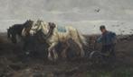 J.F.C. Scherrewitz (1863-1951) - Plowing farmer with three, Antiek en Kunst