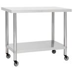 vidaXL Keukenwerktafel met wielen 80x60x85 cm roestvrij, Zakelijke goederen, Horeca | Overige, Verzenden