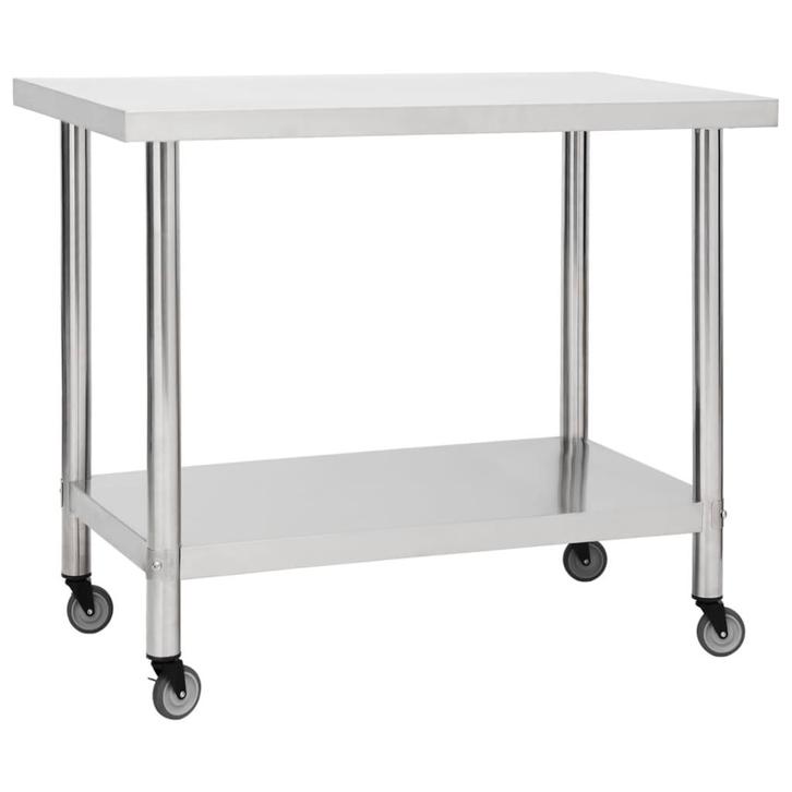 vidaXL Keukenwerktafel met wielen 80x60x85 cm roestvrij, Zakelijke goederen, Horeca | Overige, Verzenden