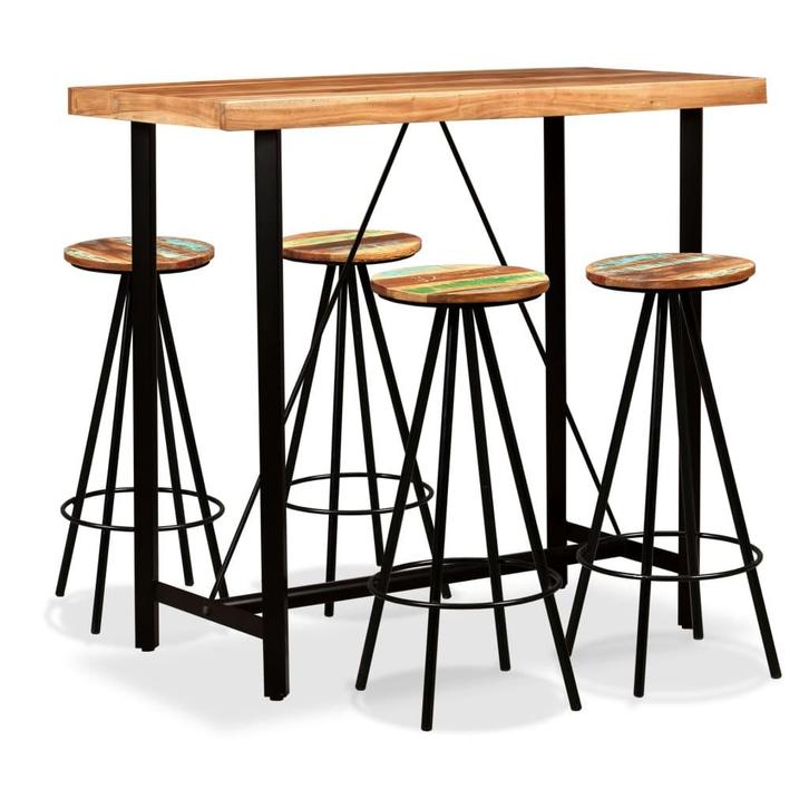 vidaXL 5-delige Barset massief acaciahout en gerecycled hout, Huis en Inrichting, Complete eetkamers, Nieuw, Verzenden