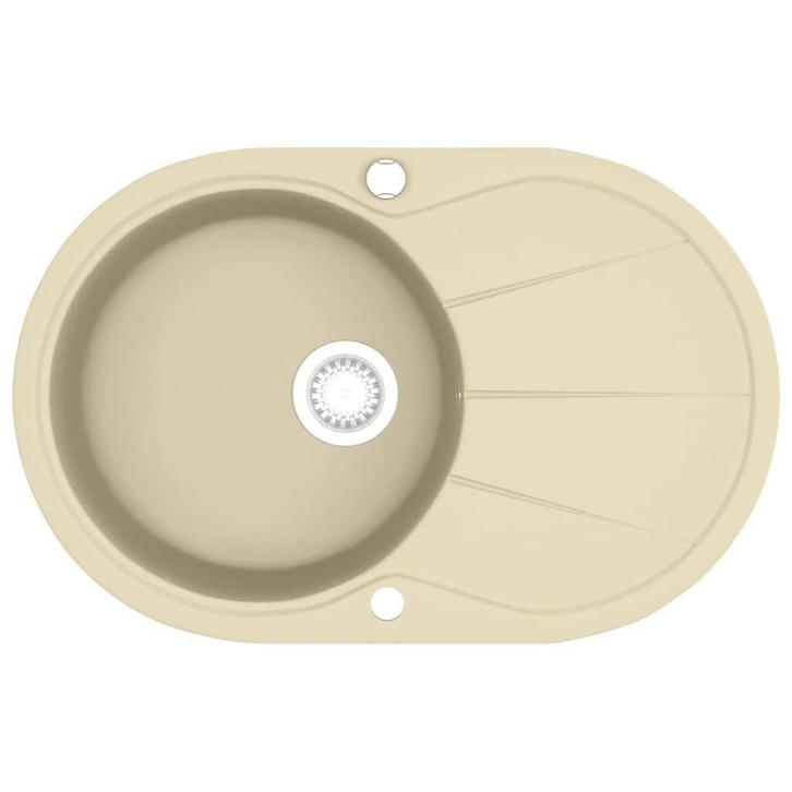 Beige Granieten Spoelbak met Zeef | Retour Deal | Topkwal..., Huis en Inrichting, Keuken | Keukenelementen, 75 cm of meer, Beige