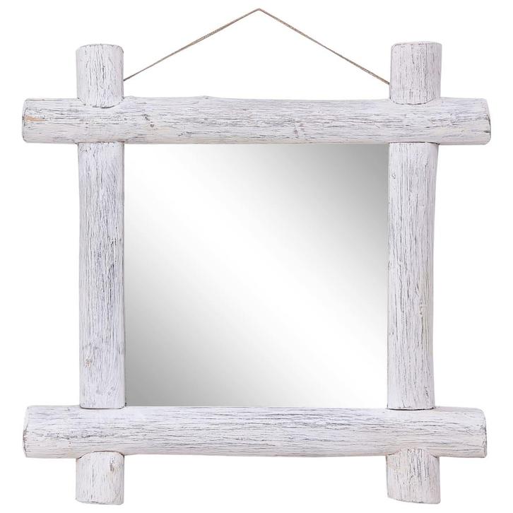 vidaXL Spiegel houtblokken 70x70 cm massief gerecycled hout, Huis en Inrichting, Woonaccessoires | Spiegels, Nieuw, Verzenden